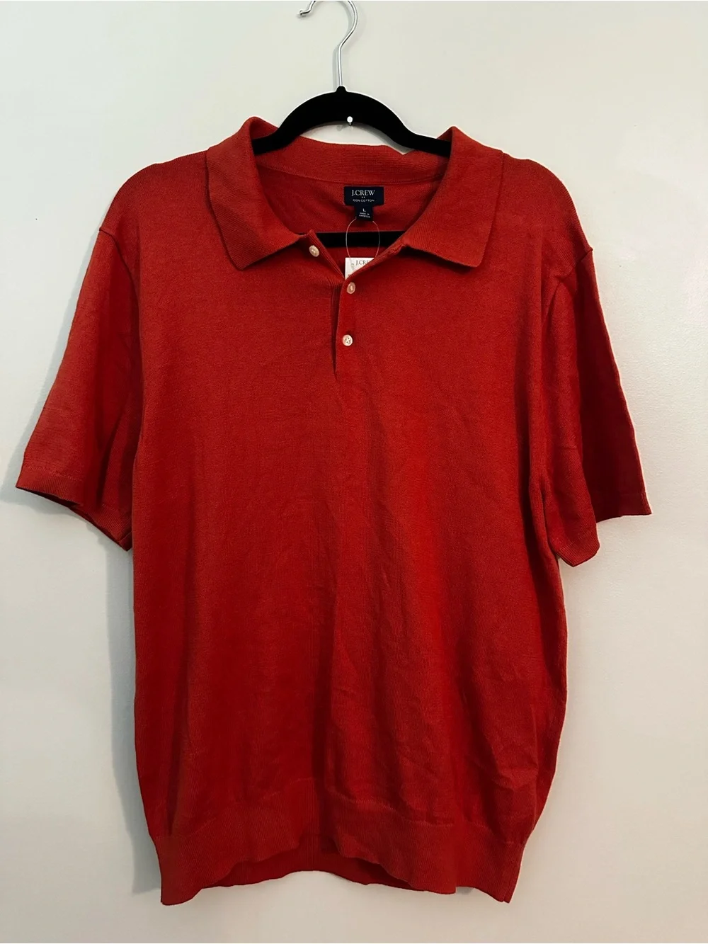 NWT J. Crew Cotton Sweater Short Sleeve Polo Orange Size Large